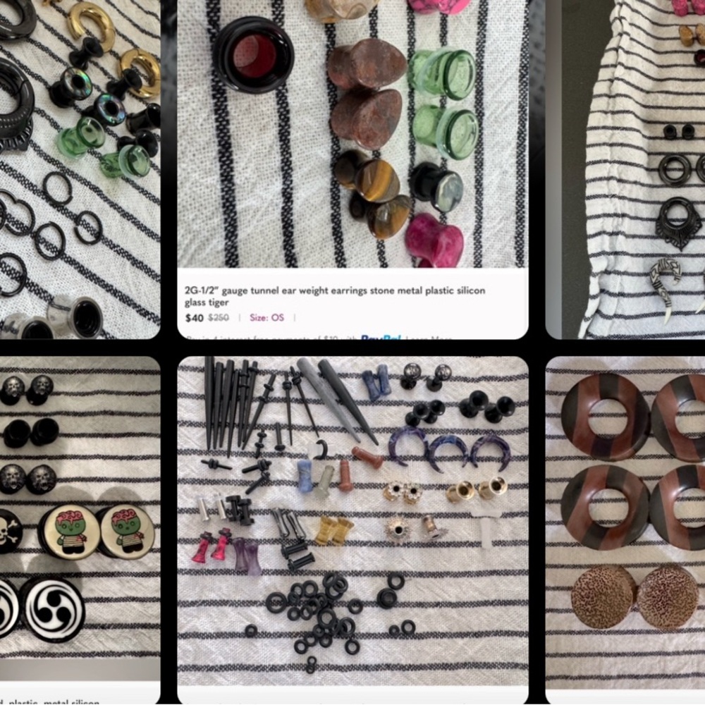 Huge lot of jewelry. gauge ear weight hanger tunnel. Start and complete